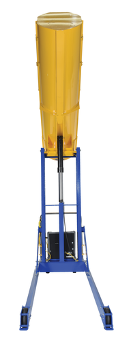 Thumbnail for Steel DC Powered Portable Hydraulic Drum Dumper 72 In. Dump Height 1,500 Lb. Capacity Blue / Yellow
