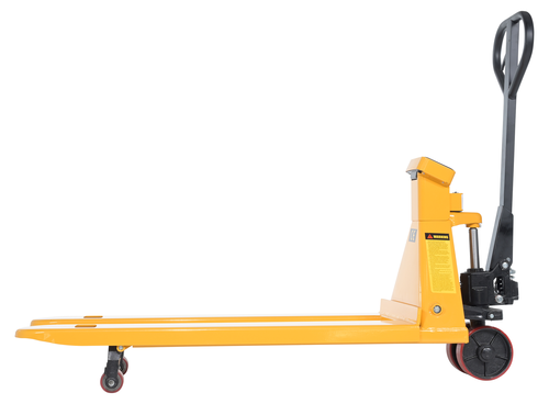 Steel Low Profile Economy Pallet Truck with Scale 67-1/2 In. x 20 In. x 47 In. 5000 Lb. Capacity Yellow