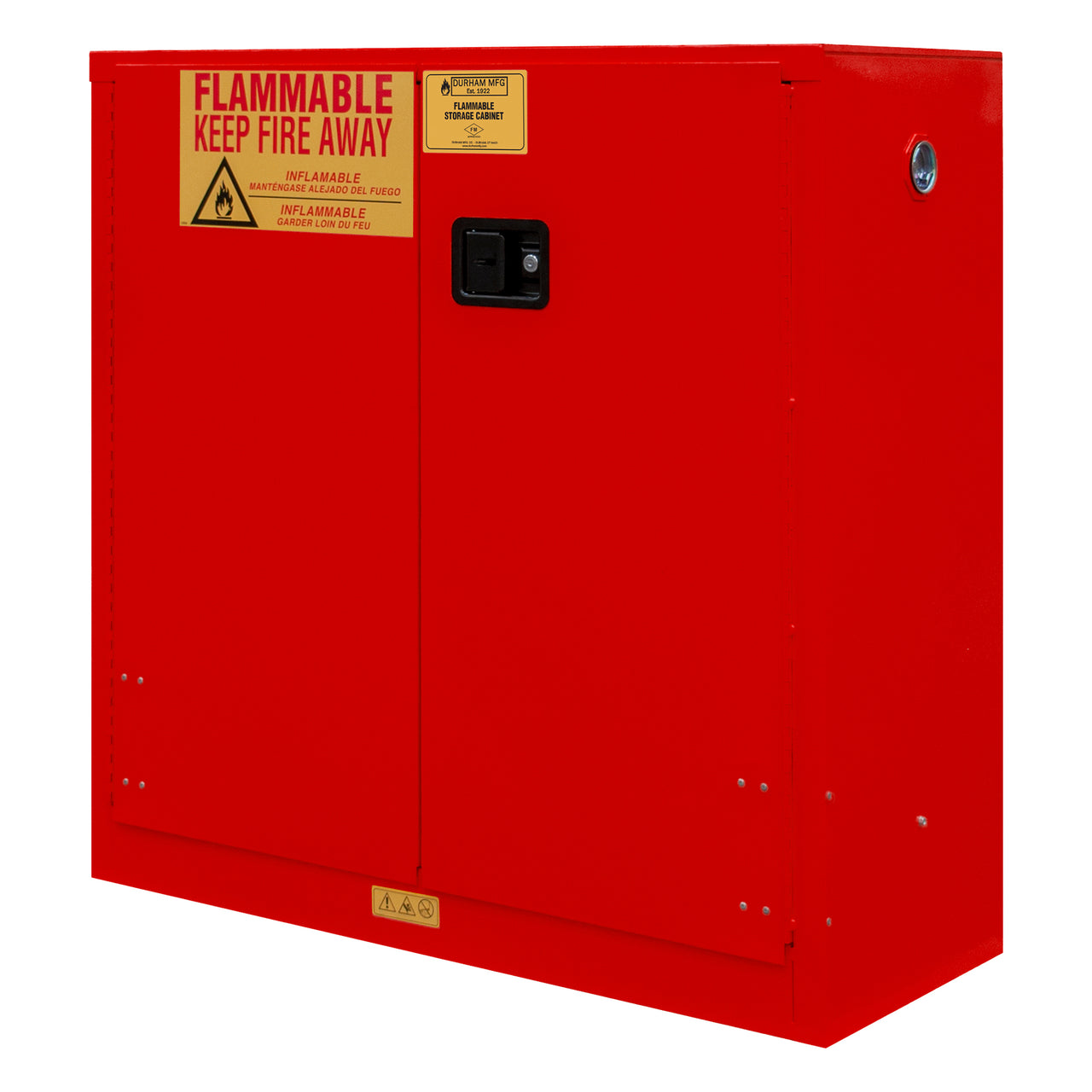 FM Approved, Flammable Storage Cabinet, 30 Gallon, 2 Doors, Manual Close, 1 Shelf, Red