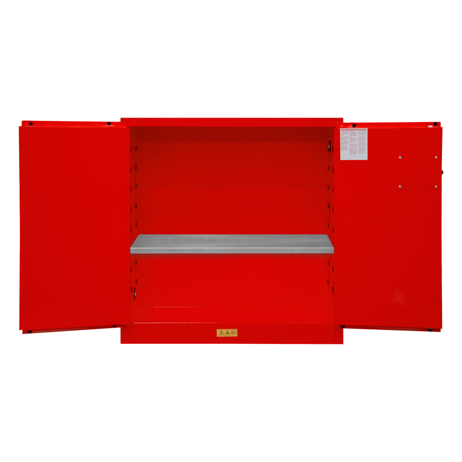 FM Approved, Flammable Storage Cabinet, 30 Gallon, 2 Doors, Manual Close, 1 Shelf, Red