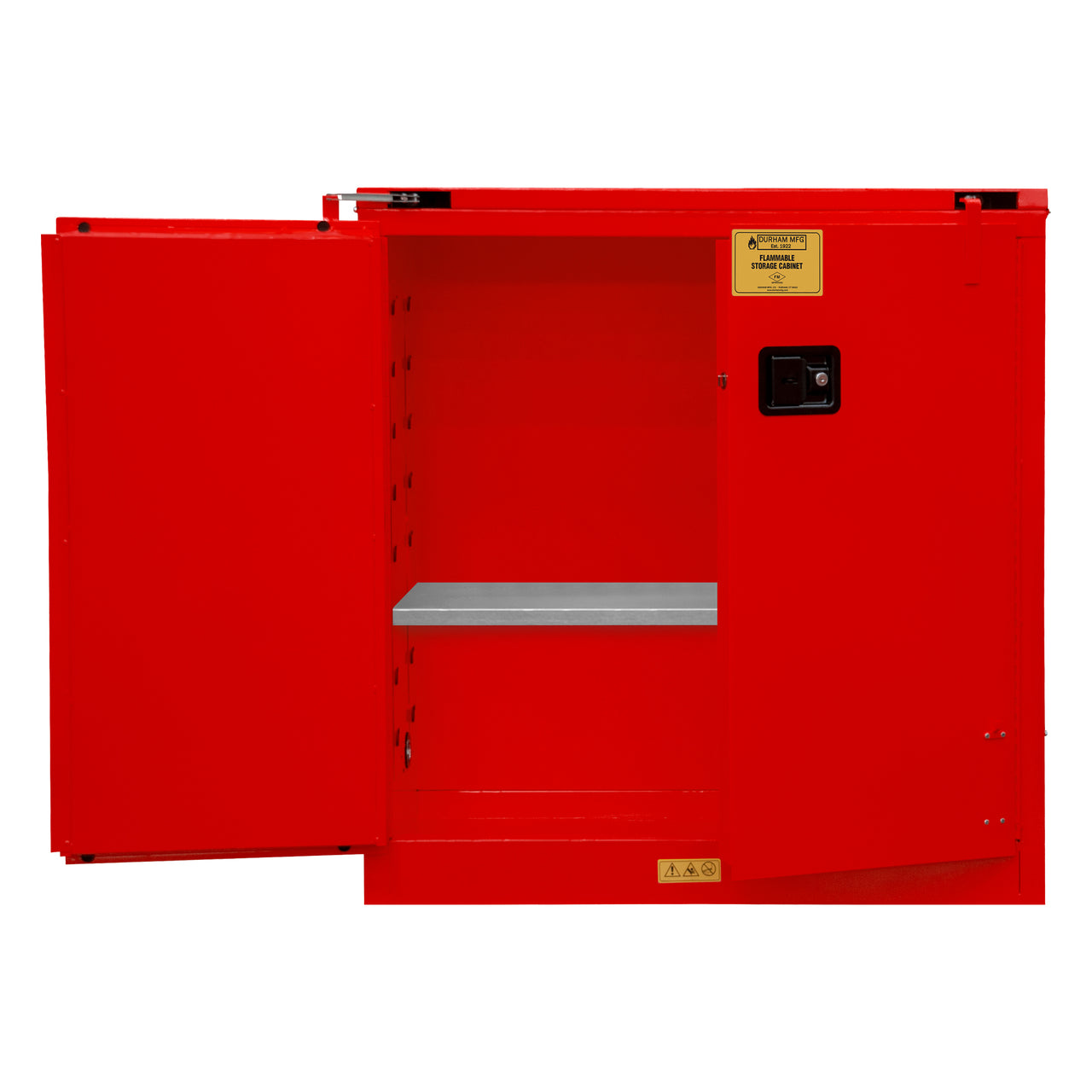 FM Approved, Flammable Storage Cabinet, 30 Gallon, 2 Doors, Self Close, 1 Shelf, Red