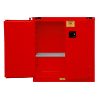 Thumbnail for FM Approved, Flammable Storage Cabinet, 30 Gallon, 2 Doors, Self Close, 1 Shelf, Red
