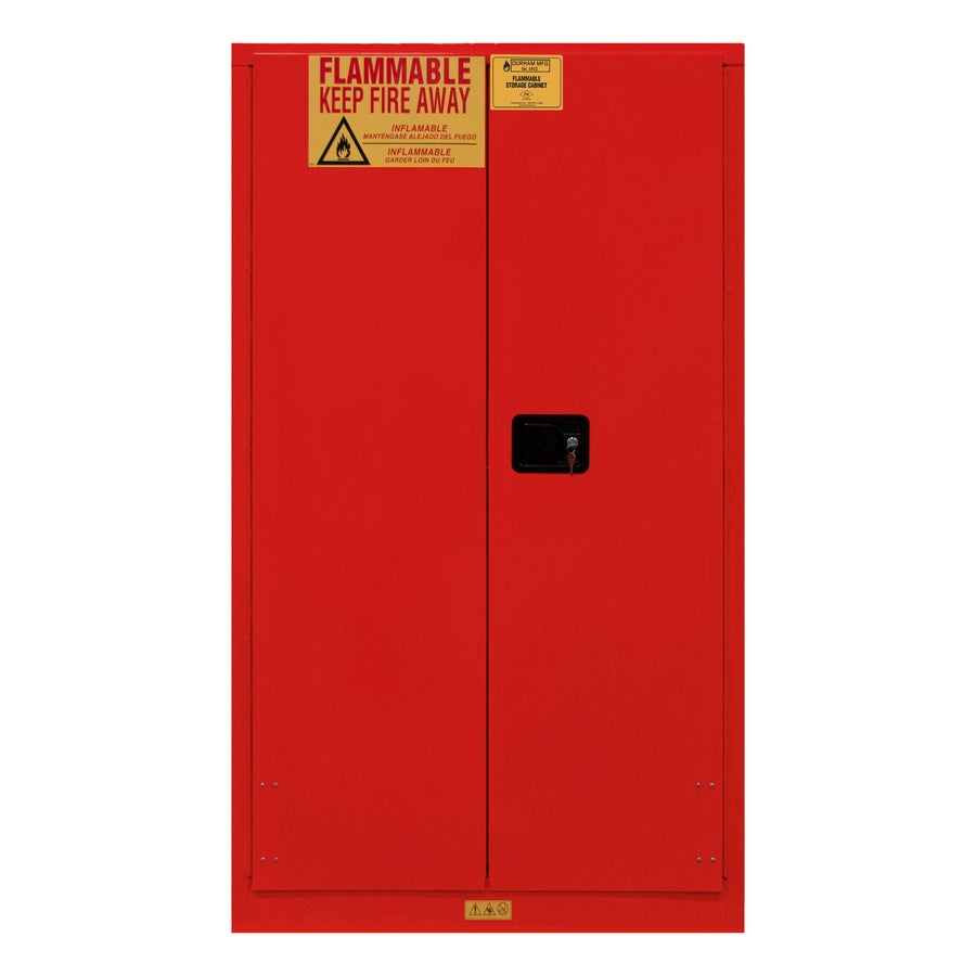 FM Approved, Flammable Storage Cabinet, 60 Gallon, 2 Doors, Manual Close, 2 Shelves, Red