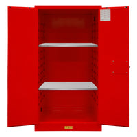 Thumbnail for FM Approved, Flammable Storage Cabinet, 60 Gallon, 2 Doors, Manual Close, 2 Shelves, Red