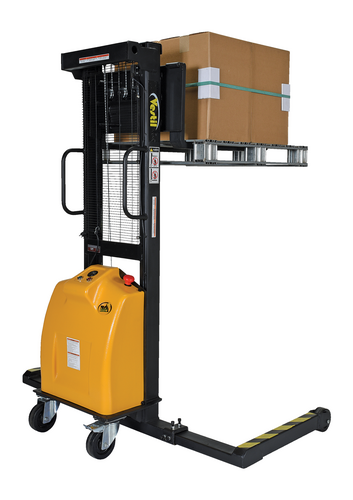 Steel Stacker with Adjustable DC Powered Winch 770 Lb. Capacity Black / Yellow