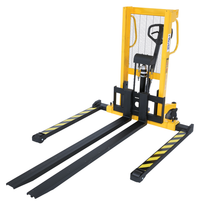 Thumbnail for Steel Manual Stacker Adjustable Forks/Legs 550 Lb. Capacity Black / Yellow
