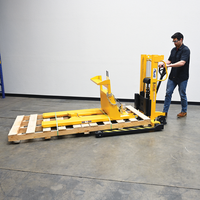 Thumbnail for Steel Manual Stacker Adjustable Forks/Legs 550 Lb. Capacity Black / Yellow