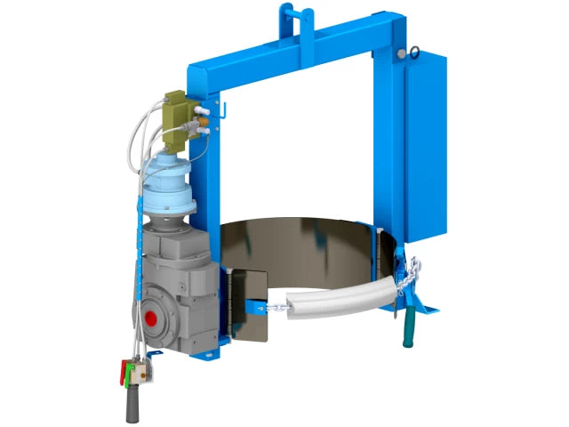 Power Tilt Below-Hook Kontrol Karrier with Spark Resistant Parts. Cinch chain to secure steel drum. AIR motor.Ships with load test cert.