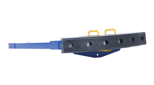 Steel Fork Truck Hook Base 32 In. Length With Steel/Rubber Push Bumper-Attachment to 2 In. Receiver 15 In. x 28 In. x 5-3/4 In Blue/Yellow
