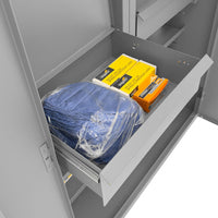 Thumbnail for Secure Charging Cabinet, 16 Gauge, 12 Shelves, 2 Drawers, 2 Power Strips, 48 x 24 x 72