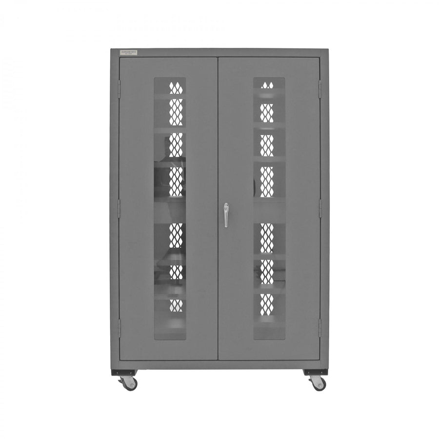 Mobile, Secure, Tool Charging Cabinet, 16 Gauge, 12 Shelves, 2 Drawers, 2 Power Strips, 48 x 24 x 78