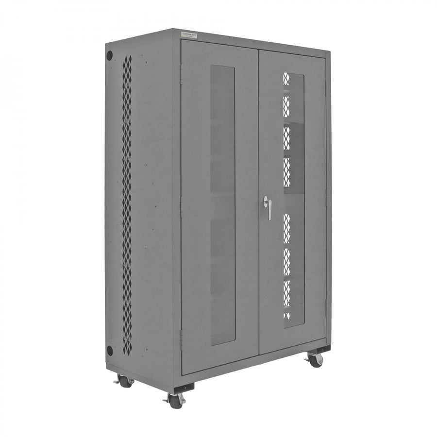 Mobile, Secure, Tool Charging Cabinet, 16 Gauge, 12 Shelves, 2 Drawers, 2 Power Strips, 48 x 24 x 78