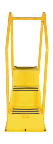 Polyethylene Nestable with Hand and Back Rails Casters 3 Step 500 Lb. Capacity Yellow