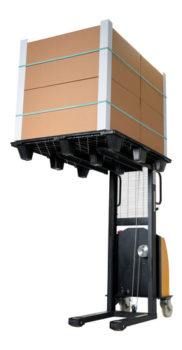 Steel Stacker with Fixed DC Powered Winch 770 Lb. Capacity Black / Yellow
