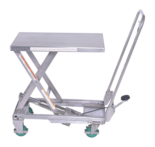 Stainless Steel Scissor Cart 17-3/4 In. x 27-5/8 In. 300 Lb. Capacity Silver