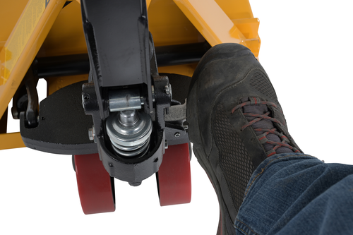 Steel Low Profile Economy Pallet Truck with Scale 67-1/2 In. x 20 In. x 47 In. 5000 Lb. Capacity Yellow