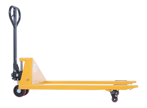 Steel Economy Pallet Truck Hand and Foot Release 62 In. x 29 In. x 48 In. 4,400 Lb. Capacity Yellow