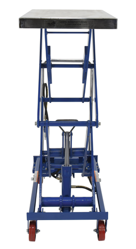 Carbon Steel Air/Hydraulic Scissor Lift Cart 35-1/2 In. x 20 In. Platform With Poly-On-Poly Casters 800 Lb. Capacity Blue/Silver