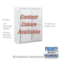Thumbnail for Surface Mounted 4C Horizontal Mailbox Unit (Includes 3710D-4PCFP Parcel Locker, 3810D-CST Enclosure and Master Commercial Locks) - 10 Door High Unit (38 1/2 Inches) - Double Column - Stand-Alone Parcel Locker - 4 PL5's - Custom Color - Front Loading - Private Access