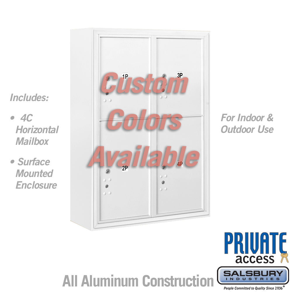 Surface Mounted 4C Horizontal Mailbox Unit (Includes 3711D-4PCFP Parcel Locker, 3816D-C Enclosure and Master Commercial Locks) - 11 Door High Unit (42 Inches) - Double Column - Stand-Alone Parcel Locker - 2 PL5's and 2 PL6's - Custom - Front Loading - Private Access