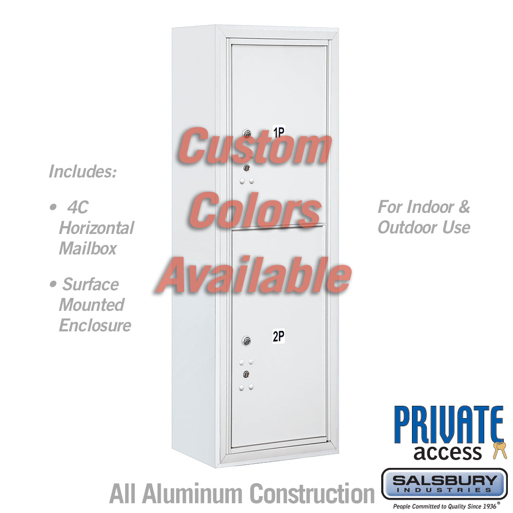 Surface Mounted 4C Horizontal Mailbox Unit (Includes 3711S-2PCFP Parcel Locker, 3811S-CST Enclosure and Master Commercial Locks) - 11 Door High Unit (42 Inches) - Single Column - Stand-Alone Parcel Locker - 1 PL5 and 1 PL6 - Custom Color - Front Loading - Private Access