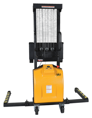 Steel Stacker with Adjustable DC Powered Winch 770 Lb. Capacity Black / Yellow