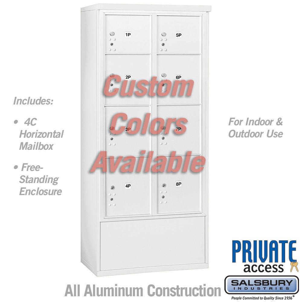 Free-Standing 4C Horizontal Mailbox Unit (Includes 3716D-8PCFP Mailbox, 3916D-C Enclosure and Master Commercial Locks) - Maximum Height Unit (72 1/8 Inches) - Double Column - Stand-Alone Parcel Locker - 2 PL3's, 4 PL4's and 2 PL4.5's - Custom - Front Loading - Private Access
