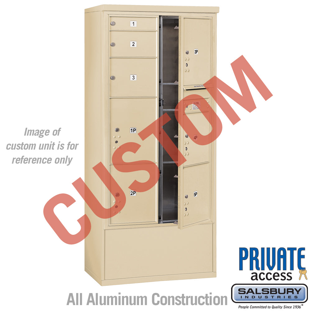 Free-Standing 4C Horizontal Mailbox Unit (Includes 3716D-CSFP Mailbox, 3916D-SAN Enclosure and Master Commercial Locks) - Maximum Height Unit (72 1/8 Inches) - Double Column - Custom Unit - Sandstone - Front Loading - Private Access