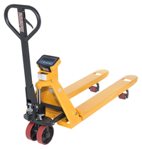Thumbnail for Steel Low Profile Economy Pallet Truck with Scale 67-1/2 In. x 20 In. x 47 In. 5000 Lb. Capacity Yellow