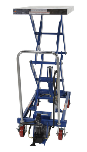 Carbon Steel Air/Hydraulic Scissor Lift Cart 35-1/2 In. x 20 In. Platform With Poly-On-Poly Casters 800 Lb. Capacity Blue/Silver