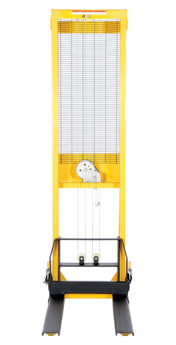 Steel Stacker with Fixed Manual Hand Winch 770 Lb. Capacity Black / Yellow