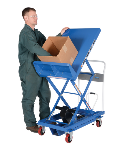 Steel Lift and Tilt Cart with Sequence Select 24 In. x 36 In. 600 Lb. Capacity Blue