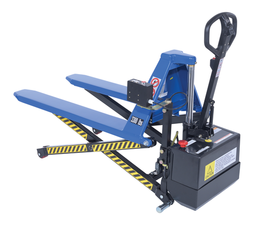 Steel DC Powered Tote Lift Photo Eye 62-1/4 In. x 29 In. x 51-1/4 In. 3000 Lb. Capacity Blue