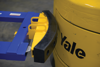 Thumbnail for Steel Fork Truck Hook Base 44 In. Length With Steel/Rubber Push Bumper-Attachment to 2 In. Receiver 15 In. x 28 In. x 5-3/4 In Blue/Yellow