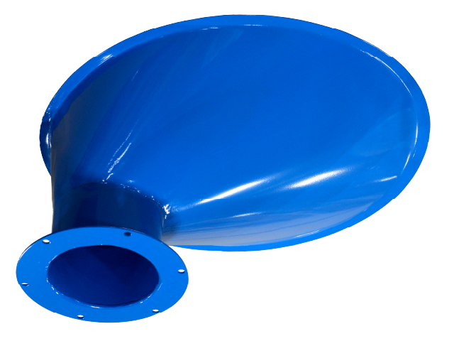 90 Degree Asymmetric Drum Cone to control dispensing of dry material. Fits 18-7/8" (47.9 cm) drum rim outside diameter with lid removed.