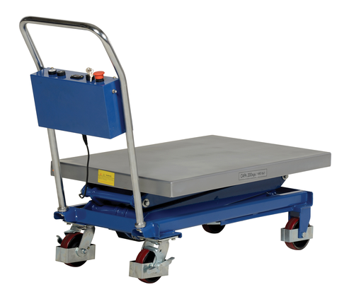 Steel Linear Elevating Double Scissor Cart 23-5/8 In. x 35-1/2 In. 400 Lb. Capacity Blue/Silver