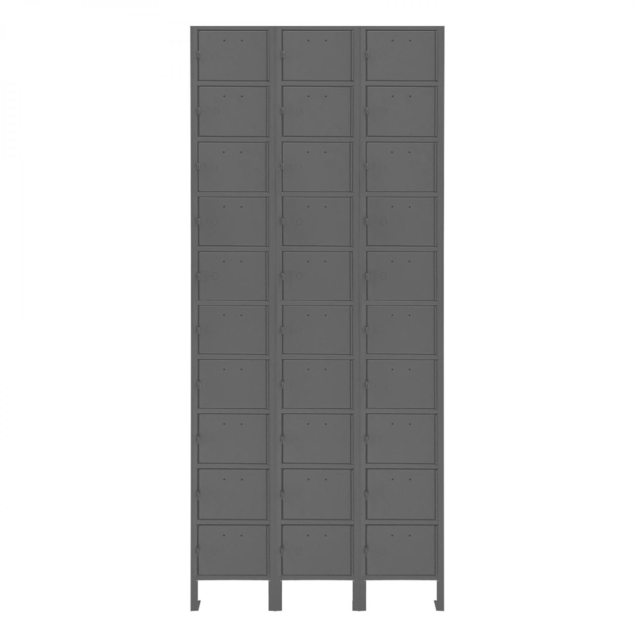 Cell Phone Locker, 20 Gauge, 27 x 9 x 66-9/16, 30 Tiers, Gray