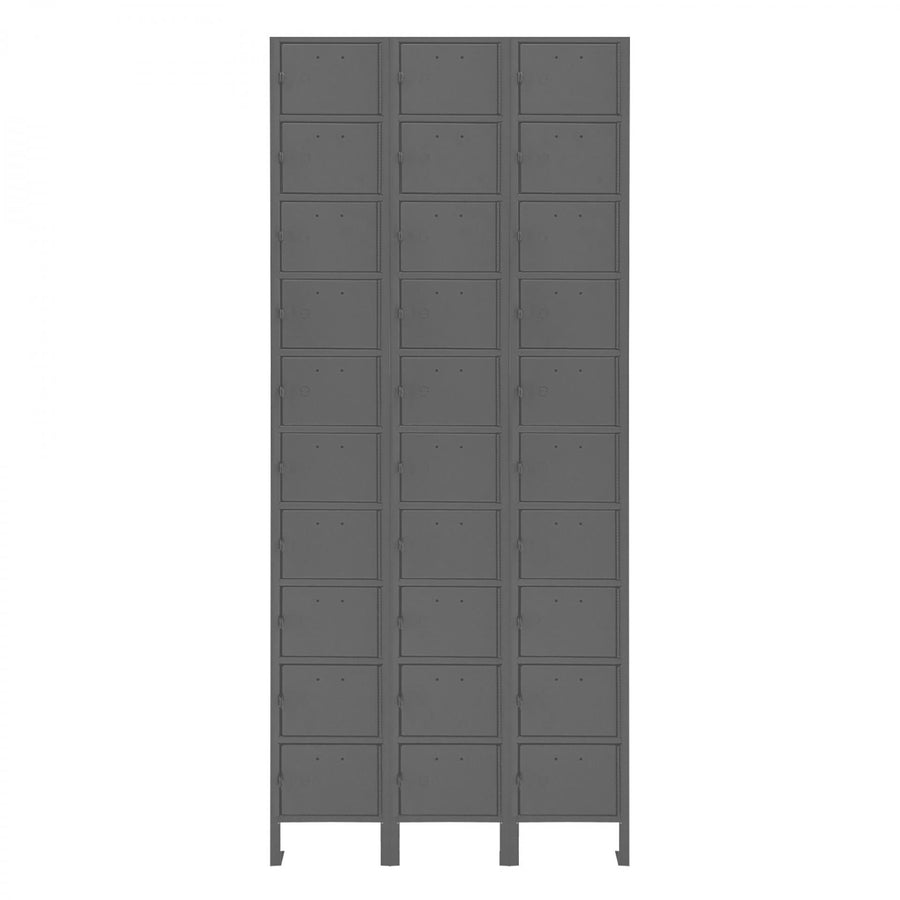 Cell Phone Locker, 20 Gauge, 27 x 9 x 66-9/16, 30 Tiers, Gray