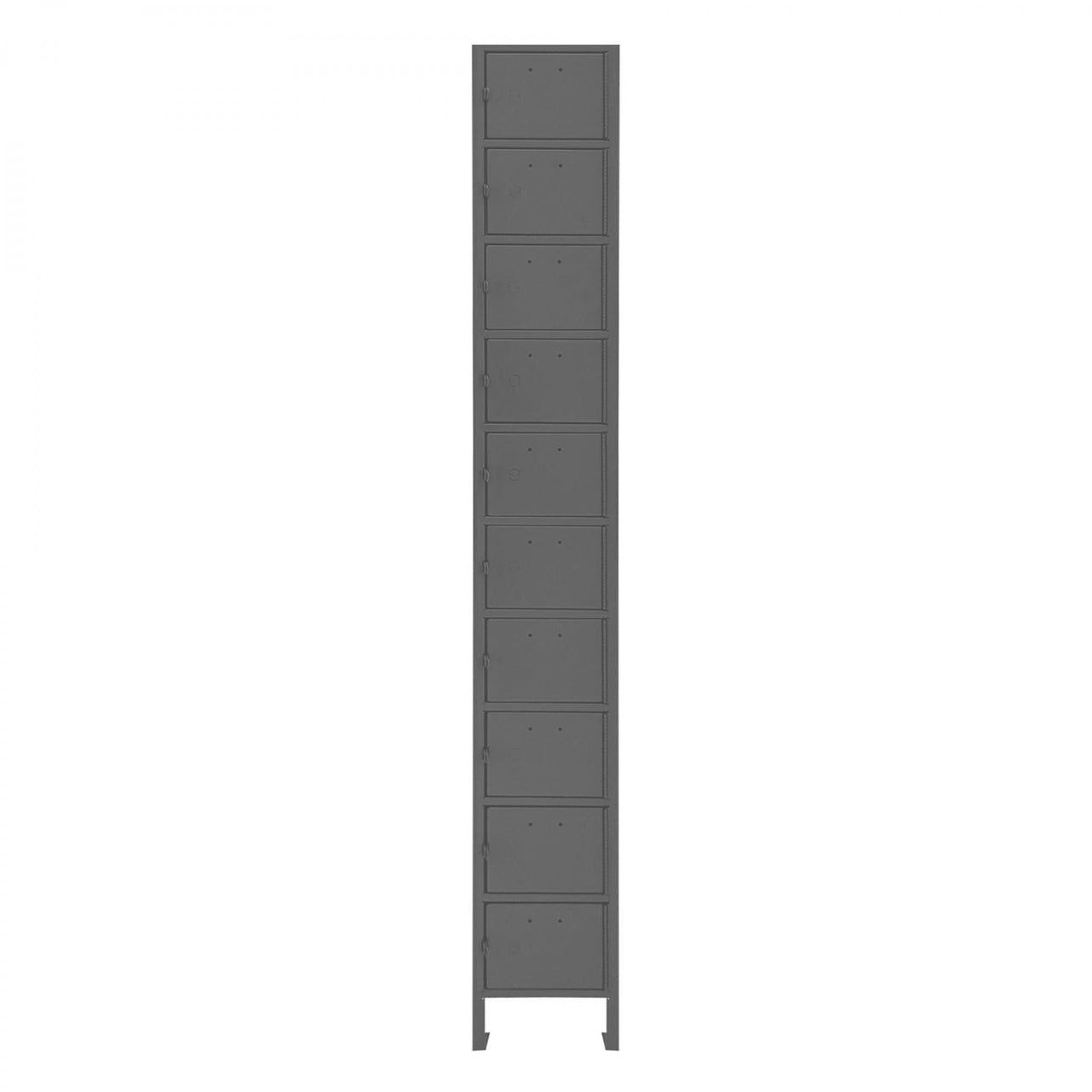 Cell Phone Locker, 20 Gauge, 9 x 9 x 66-9/16, 10 Tiers, Gray