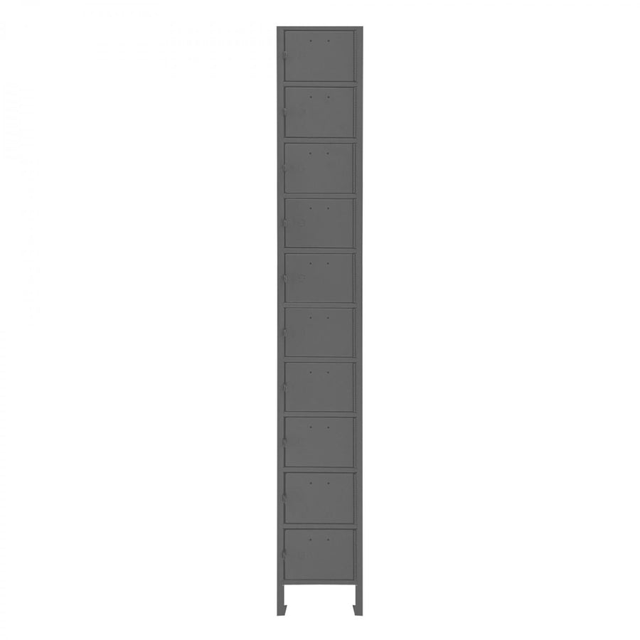 Cell Phone Locker, 20 Gauge, 9 x 9 x 66-9/16, 10 Tiers, Gray