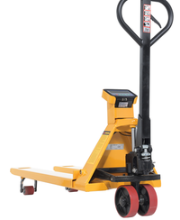 Thumbnail for Steel Low Profile Economy Pallet Truck with Scale 67-1/2 In. x 20 In. x 47 In. 5000 Lb. Capacity Yellow