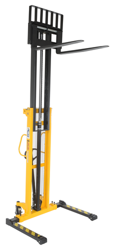 Steel Stacker Manual Pump 2 - 118 In. 1,500 - 2,000 Lb. Capacity Black / Yellow