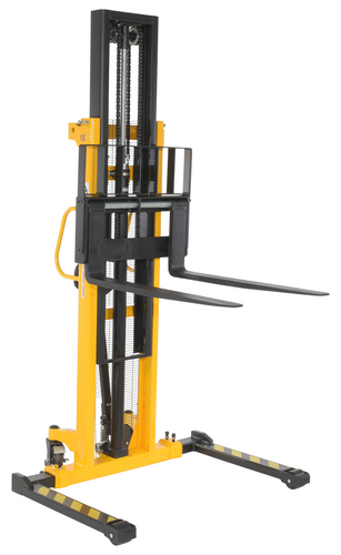 Steel Stacker Manual Pump 2 - 118 In. 1,500 - 2,000 Lb. Capacity Black / Yellow