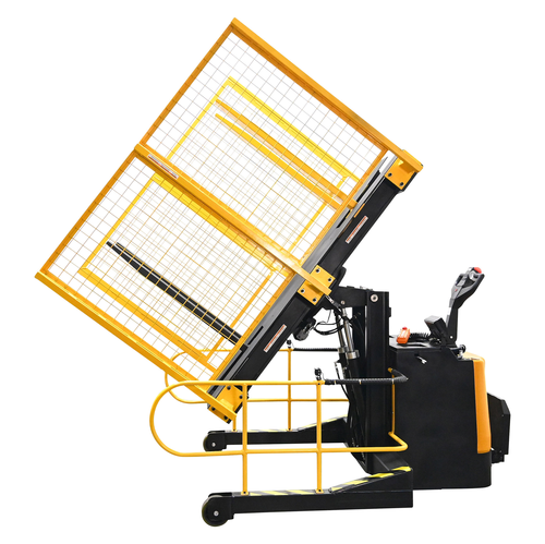 Steel Portable Pallet Inverter With Cage 32 In. to 76 In Fork Opening 3,000 Lb. Capacity Yellow/Black