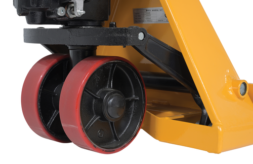 Steel Low Profile Economy Pallet Truck with Scale 67-1/2 In. x 20 In. x 47 In. 5000 Lb. Capacity Yellow