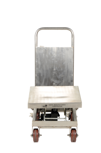 Partially Stainless Steel Linear Actuated Elevating Cart 19-1/2 In. x 32 In. 500 Lb. Capacity Blue/Silver