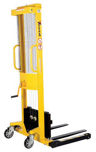 Steel Stacker with Adjustable Manual Hand Winch 770 Lb. Capacity Black / Yellow