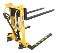 Thumbnail for Steel Manual Stacker Adjustable Forks/Legs 550 Lb. Capacity Black / Yellow