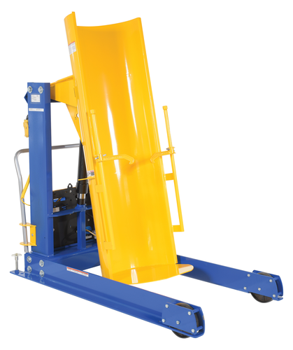Steel DC Powered Portable Hydraulic Drum Dumper 48 In. Dump Height 1,000 Lb. Capacity Blue / Yellow
