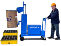 Thumbnail for Extended Reach Drum Palletizer for RIMMED drum. Has 12V Battery Power lift to raise drum up to 19